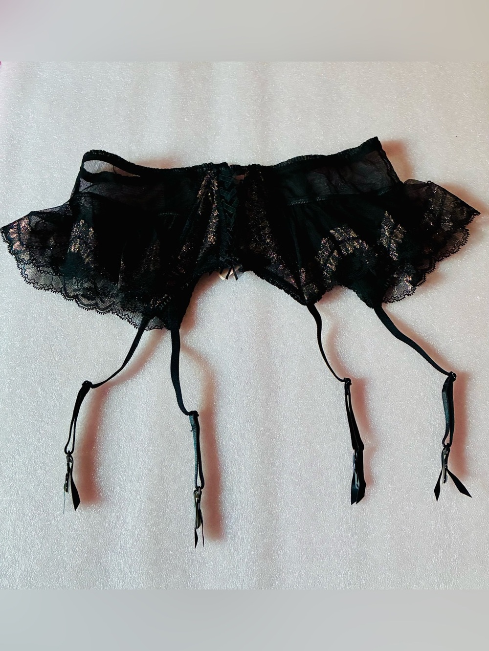 Victoria's Secret Black Lace Lingerie with Pinkish shine Waist Cincher: M/L